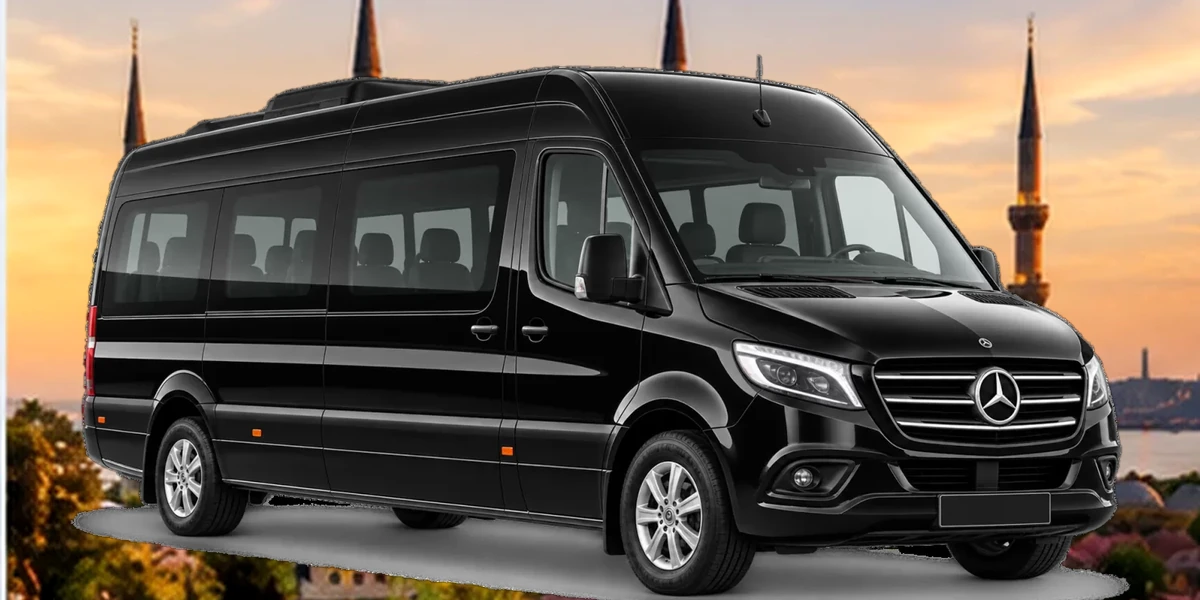 Privat minibus with Istanbul skyline